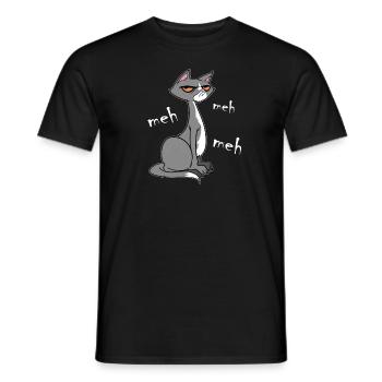Meh Cat - Men's T-Shirt - black - Front - AI Model Male 178 light (178cm)