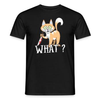 What? Cat Knife Halloween - Men's T-Shirt - black - Front - AI Model Male 178 light (178cm)