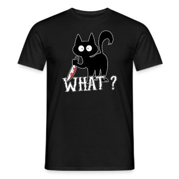 What? Cat Knife Halloween - Men's T-Shirt - black - Front - AI Model Male 178 light (178cm)
