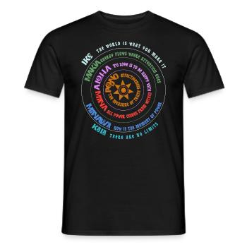 Huna Principles - Hawaiian Wisdom Circle Art - Men's T-Shirt - black - Front - AI Model Male 178 light (178cm)