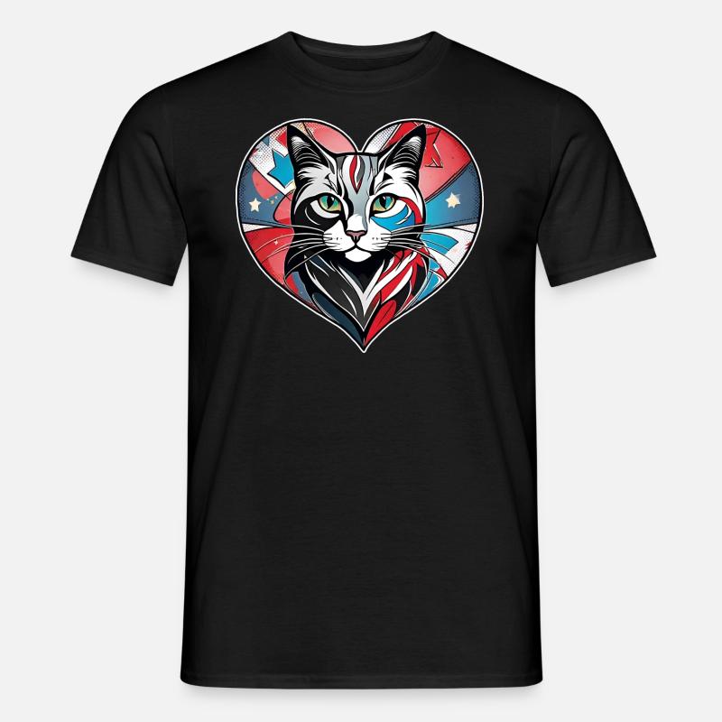 Katzenherz - Männer T-Shirt - Schwarz