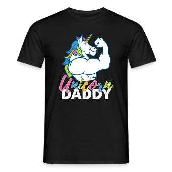 Einhorn-Vati - lustiges Fitness-Gymnastik-Regenbogen-Vati-Geschenk - Männer T-Shirt - Schwarz - Vorne - AI Model Male 178 light (178cm)