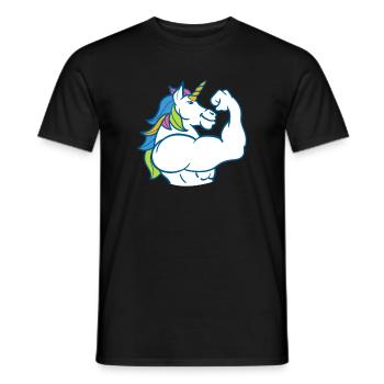 Unicorn Muscles - Funny Fitness Gym Rainbow Gift - Heren T-shirt - zwart - Voor - AI Model Male 178 light (178cm)