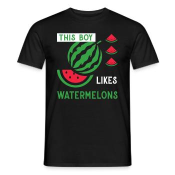 Junge mag tropische Sommerfrüchte mit - Männer T-Shirt - Schwarz - Vorne - AI Model Male 178 light (178cm)