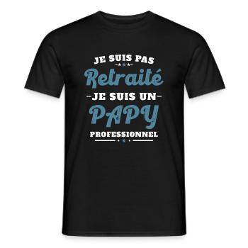 Pas Retraite je suis un Papy Professionnel Humour - T-shirt homme - noir - Devant - AI Model Male 178 light (178cm)