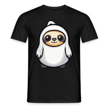 paresseux Halloween bande dessinée fantôme - T-shirt homme - noir - Devant - AI Model Male 178 light (178cm)