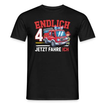 Finally 4 Now I Drive a Fire Engine - Men's T-Shirt - black - Front - AI Model Male 178 light (178cm)