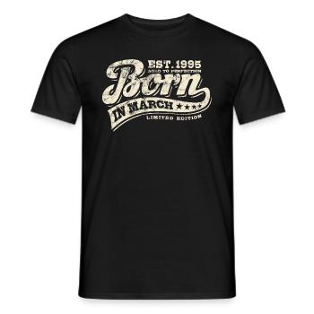 Born in March 1995 - Birthday - Gift - Men's T-Shirt - black - Front - AI Model Male 178 light (178cm)