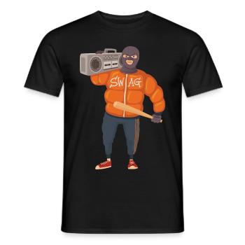 Gangster mit Baseballschläger und Ghettoblaster - Männer T-Shirt - Schwarz - Vorne - AI Model Male 178 light (178cm)