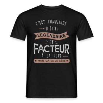 facteur légendaire profession métier postier - T-shirt homme - noir - Devant - AI Model Male 178 light (178cm)