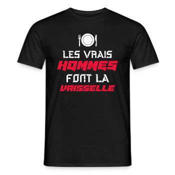 Les vrais hommes font la vaisselle beauf humour - T-shirt homme - noir - Devant - AI Model Male 178 light (178cm)