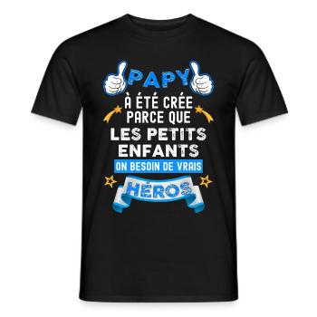 Papy Héros des petits enfants cadeau famille - T-shirt homme - noir - Devant - AI Model Male 178 light (178cm)
