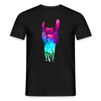 Geometric Rock Hand Hand Signal Rock n Roll - Men's T-Shirt - black - Front - AI Model Male 178 light (178cm)