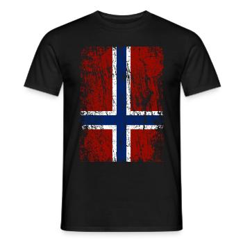 Drapeau norvégien à la verticale - T-shirt homme - noir - Devant - AI Model Male 178 light (178cm)