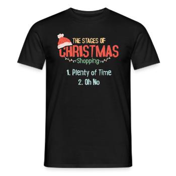 Funny Stages Of Christmas Shopping Pajama - Men's T-Shirt - black - Front - AI Model Male 178 light (178cm)