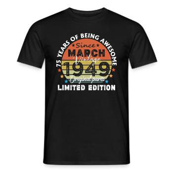 75 Years Old Made In 1949 Vintage March 1949 - Men's T-Shirt - black - Front - AI Model Male 178 light (178cm)