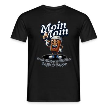 Moin Moin Coffee and Cigarette = Construction Worker Breakfast - Men's T-Shirt - black - Front - AI Model Male 178 light (178cm)