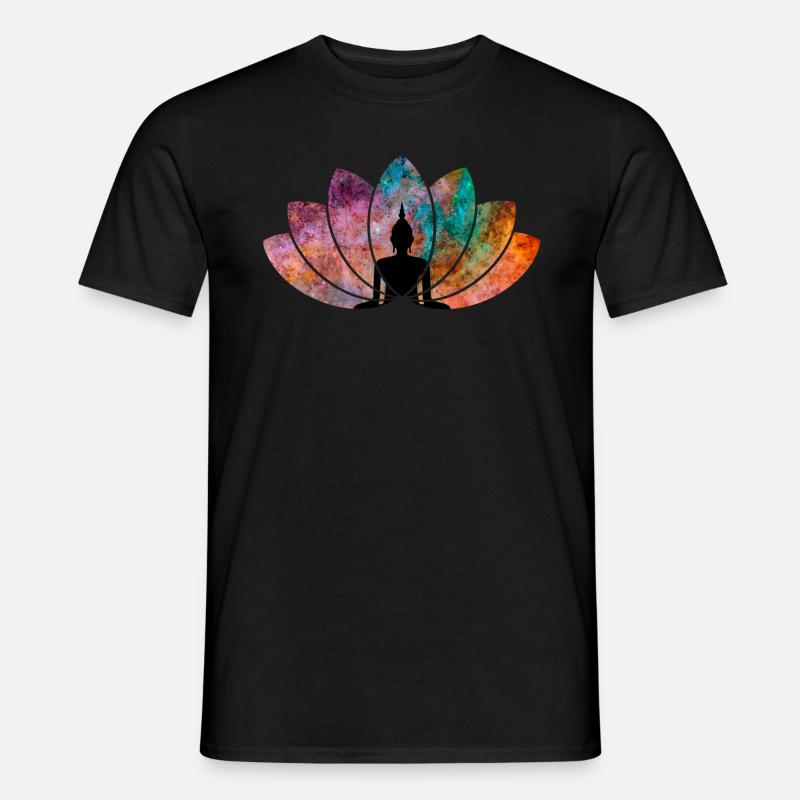 Lotus Flower mit Buddha - Männer T-Shirt - Schwarz