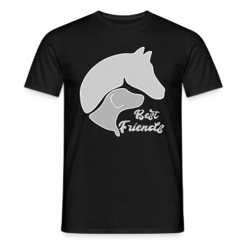 Dog and horse together on one design - Men's T-Shirt - black - Front - AI Model Male 178 light (178cm)