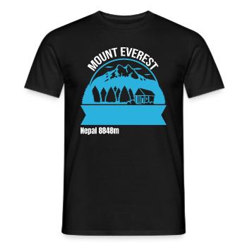 Mount Everest Poster Map Highest mountain in the world - Men's T-Shirt - black - Front - AI Model Male 178 light (178cm)