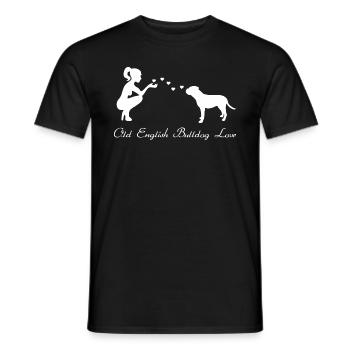 Old English Bulldog mit Frau - Männer T-Shirt - Schwarz - Vorne - AI Model Male 178 light (178cm)