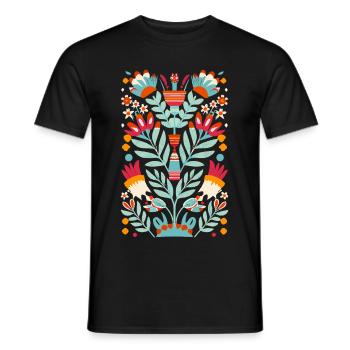 Otomi Blumen Mexikanische Blumenkunst - Männer T-Shirt - Schwarz - Vorne - AI Model Male 178 light (178cm)