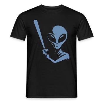 Alien Baseball Player Silhouette Minimalist - Men's T-Shirt - black - Front - AI Model Male 178 light (178cm)