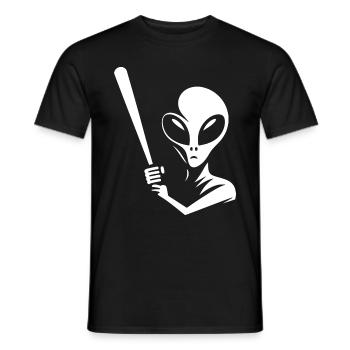 Alien Baseball Player Silhouette Minimalist - Men's T-Shirt - black - Front - AI Model Male 178 light (178cm)