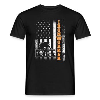 Drapeau Ironworker Usa Paysan Ouvrier Artisan - T-shirt homme - noir - Devant - AI Model Male 178 light (178cm)