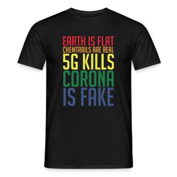 Conspiracy theory Verschwörung Theorie Flat Earth - Männer T-Shirt - Schwarz - Vorne - AI Model Male 178 light (178cm)