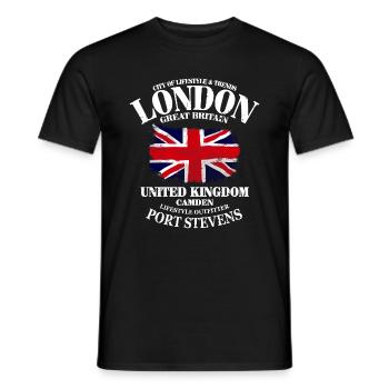 Union Jack - UK Flag - Drapeau britannique - T-shirt homme - noir - Devant - AI Model Male 178 light (178cm)