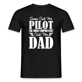 Pilot Dad Father Plane Glider Copilot - Men's T-Shirt - black - Front - AI Model Male 178 light (178cm)