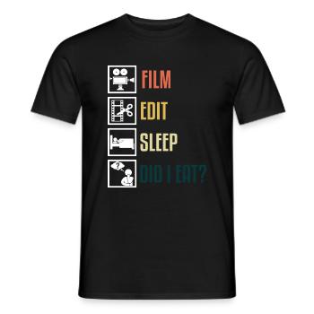 Film Edit Sleep Did I Eat ? Cutter Filmer Vidéo - T-shirt homme - noir - Devant - AI Model Male 178 light (178cm)