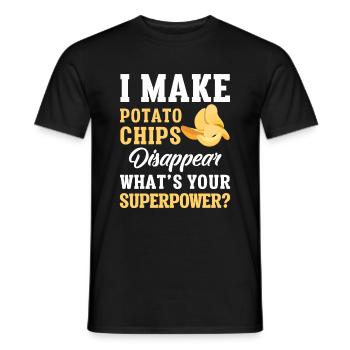 Chips de pommes de terre Manger Snack Bonbons Food - T-shirt homme - noir - Devant - AI Model Male 178 light (178cm)