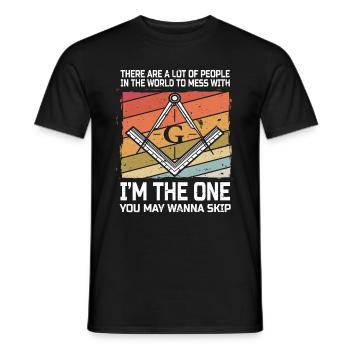 Masonic Masonic Bricklayer Illuminati Symbol Circle Angle - Men's T-Shirt - black - Front - AI Model Male 178 light (178cm)
