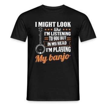 Banjo Spieler Banjospieler Musiker Musik Country - Männer T-Shirt - Schwarz - Vorne - AI Model Male 178 light (178cm)