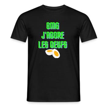 OMG j'adore les oeufs - T-shirt homme - noir - Devant - AI Model Male 178 light (178cm)