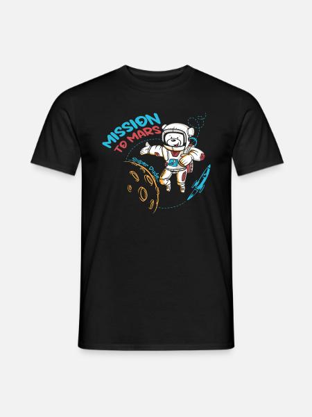 Brave Space Astronaut Bear Graphic - Men's T-Shirt - black