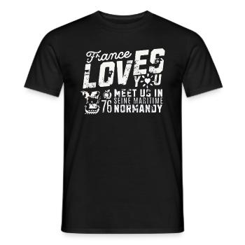 France loves you meet us in Normandy - T-shirt homme - noir - Devant - AI Model Male 178 light (178cm)