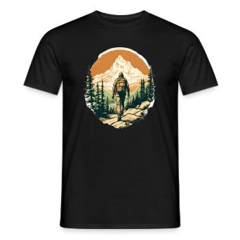 Hiking, Mountains, Nature, Outdoor, Hiking, Gift - Men's T-Shirt - black - Front - AI Model Male 178 light (178cm)