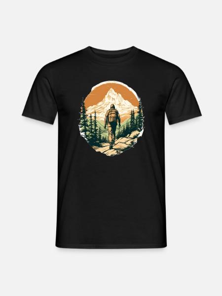 Randonnée pédestre, À la montagne, Nature, Plein air, Randonnée, Cadeau - T-shirt homme - noir