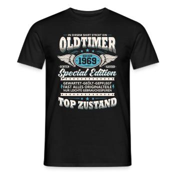 Oldtimer Baujahr 1969 Jahrgang Geburtstag Geschenk - Männer T-Shirt - Schwarz - Vorne - AI Model Male 178 light (178cm)
