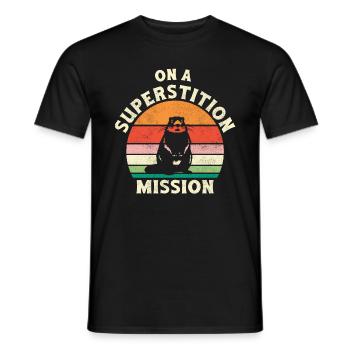 Sur une mission de superstition rétro marmotte coucher de soleil - T-shirt homme - noir - Devant - AI Model Male 178 light (178cm)