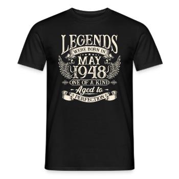 Legenden wurden im Mai 1948 geboren - Männer T-Shirt - Schwarz - Vorne - AI Model Male 178 light (178cm)