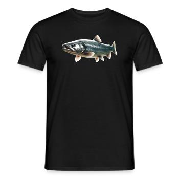 Lachs - Männer T-Shirt - Schwarz - Vorne - AI Model Male 178 light (178cm)