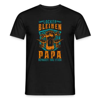 Locker bleiben Papa repariert das schon Heimwerker - Männer T-Shirt - Schwarz - Vorne - AI Model Male 178 light (178cm)