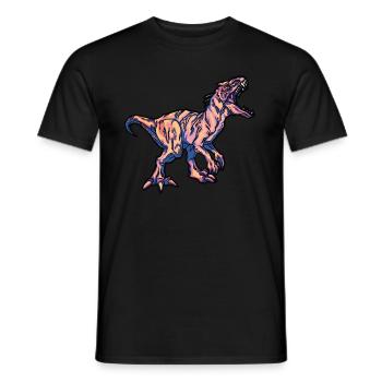 Fête d’anniversaire colorée T-Rex Dinosaur Dino pour enfants - T-shirt homme - noir - Devant - AI Model Male 178 light (178cm)