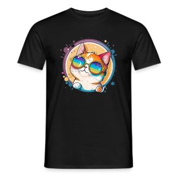 Lustige Katze mit Sonnenbrille Katzenliebhaber - Männer T-Shirt - Schwarz - Vorne - AI Model Male 178 light (178cm)