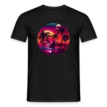 Palmiers rétro soleil vacances été - T-shirt homme - noir - Devant - AI Model Male 178 light (178cm)