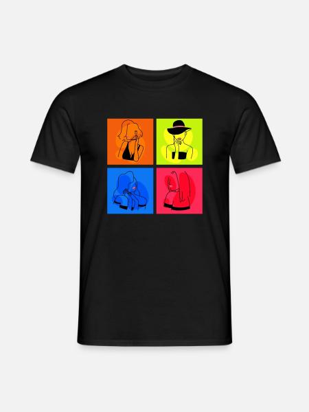 Minimalistische Lineart Frauen Gesicht Linie Kunst - Männer T-Shirt - Schwarz